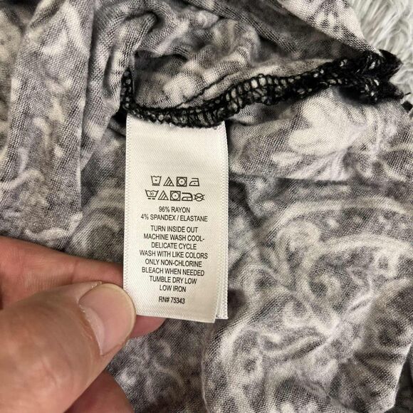 Jones New York Tunic Top Womens 3X Black White Paisley Print Stretch Boho Plus - Picture 4 of 6